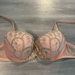 Victoria's Secret Pink & Gold Embellished & Embroidered Lined Demi Bra 34D